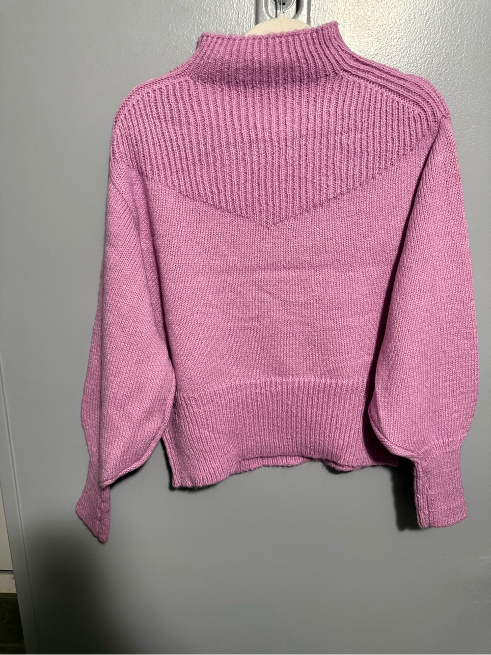 Zenana Bright Mauve Rib-Knit Mock Neck Sweater - Picture 3 of 5